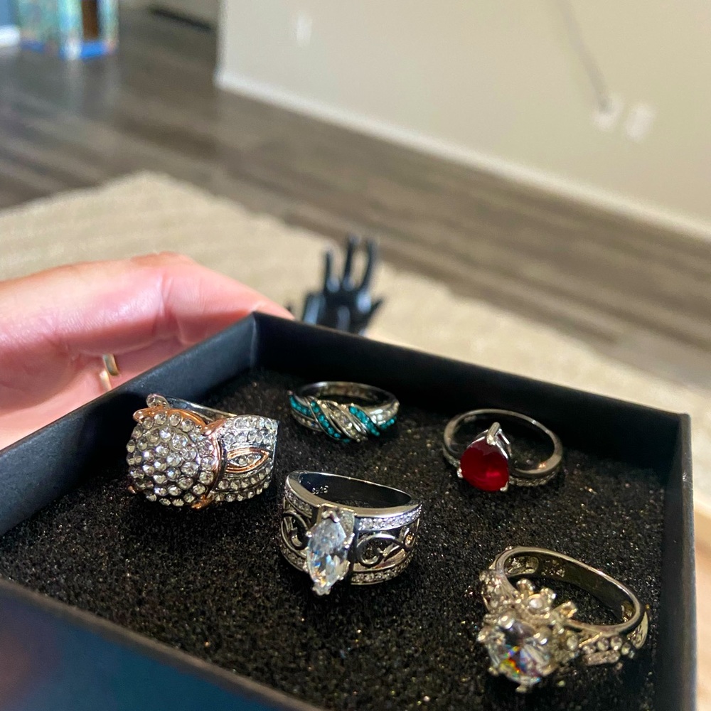 LOT of 925 sterling silver and stone rings sz 5-6